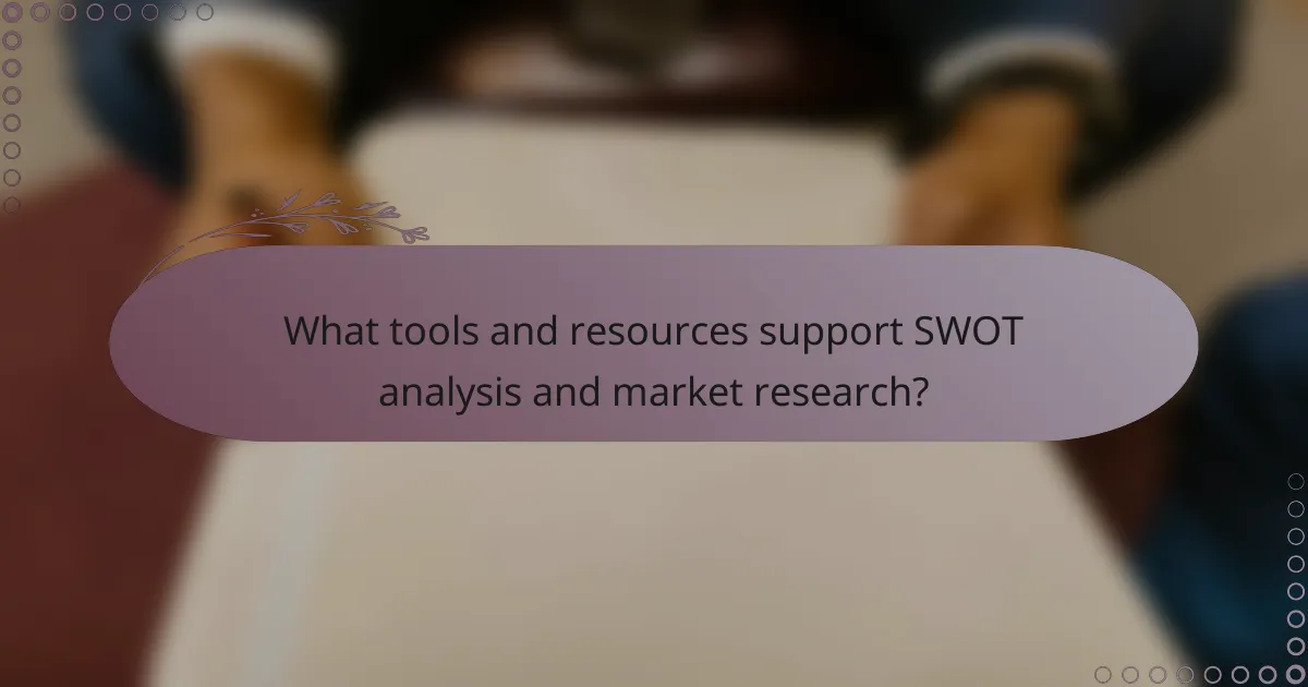 What tools and resources support SWOT analysis and market research?